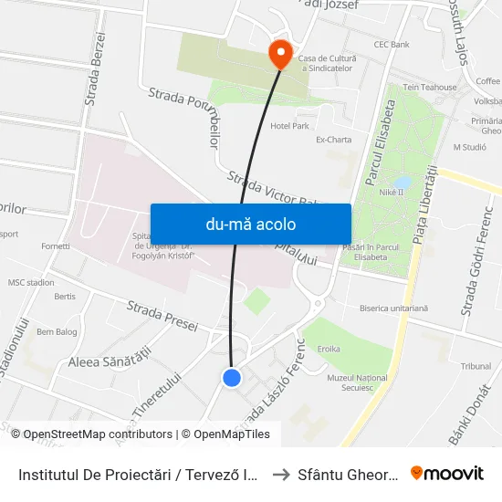 Harta de Institutul De Proiectări / Tervező Intézet către Sfântu Gheorghe