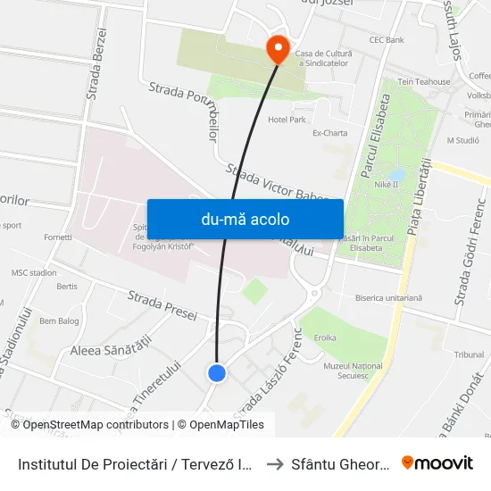 Harta de Institutul De Proiectări / Tervező Intézet către Sfântu Gheorghe