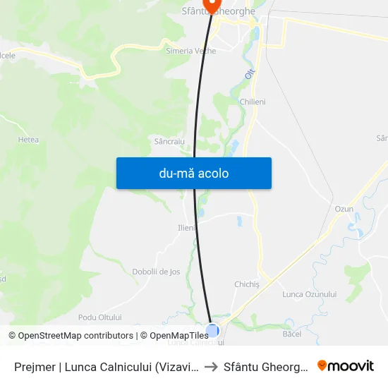 Harta de Prejmer | Lunca Calnicului (Vizaviu) către Sfântu Gheorghe