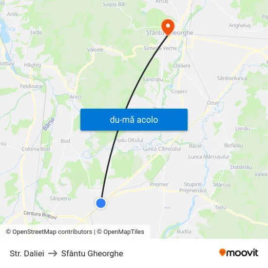 Harta de Str. Daliei către Sfântu Gheorghe