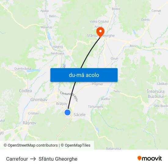 Harta de Carrefour către Sfântu Gheorghe