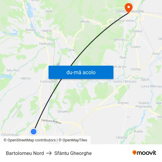 Harta de Bartolomeu Nord către Sfântu Gheorghe