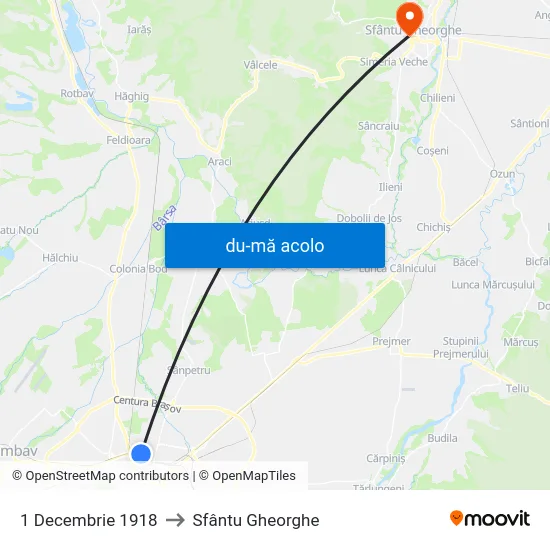 Harta de 1 Decembrie 1918 către Sfântu Gheorghe