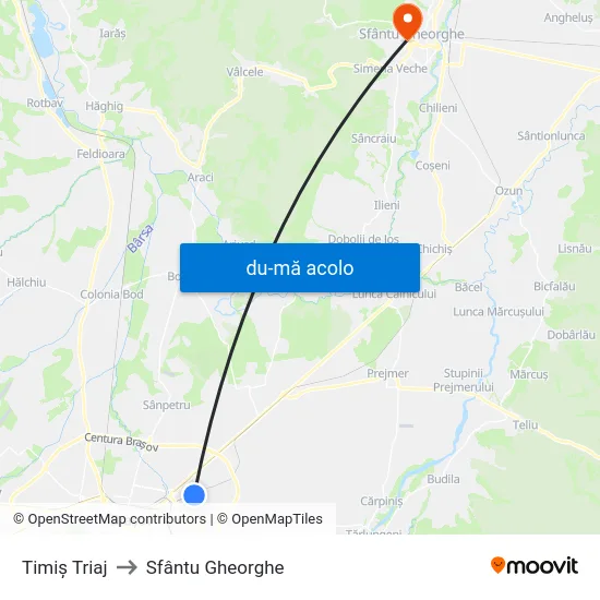 Harta de Timiș Triaj către Sfântu Gheorghe