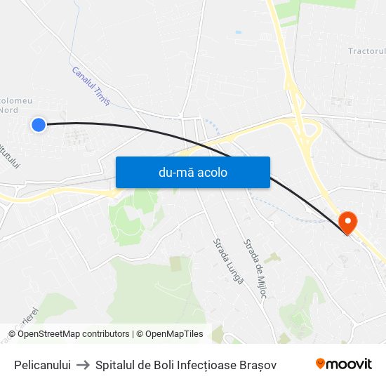 Harta de Pelicanului către Spitalul de Boli Infecțioase Brașov