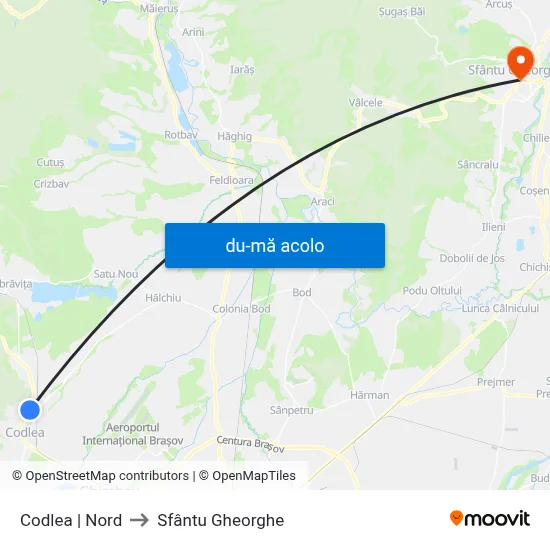 Harta de Codlea | Nord către Sfântu Gheorghe