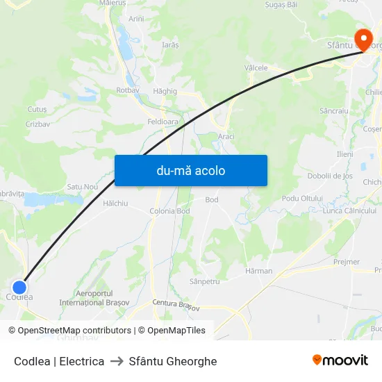 Harta de Codlea | Electrica către Sfântu Gheorghe