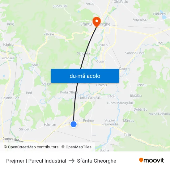 Harta de Prejmer | Parcul Industrial către Sfântu Gheorghe