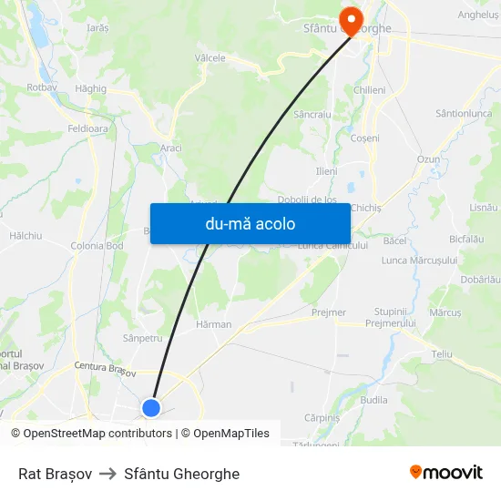 Harta de Rat Brașov către Sfântu Gheorghe