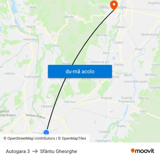 Harta de Autogara 3 către Sfântu Gheorghe