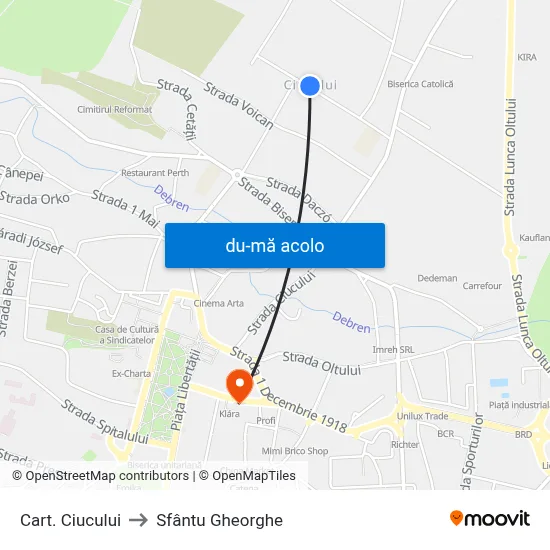 Harta de Cart. Ciucului către Sfântu Gheorghe