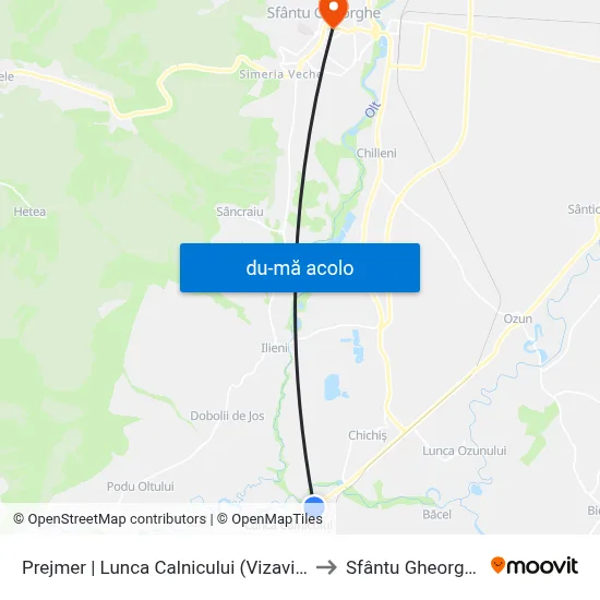 Harta de Prejmer | Lunca Calnicului (Vizaviu) către Sfântu Gheorghe