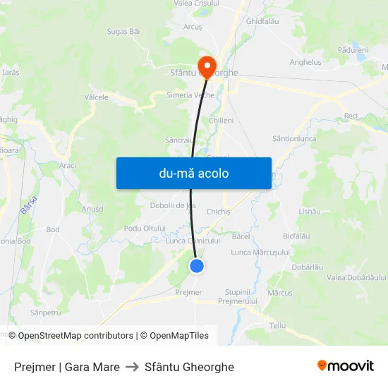 Harta de Prejmer | Gara Mare către Sfântu Gheorghe