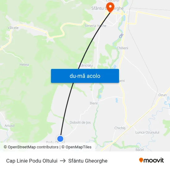 Harta de Cap Linie Podu Oltului către Sfântu Gheorghe