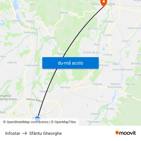 Harta de Infostar către Sfântu Gheorghe