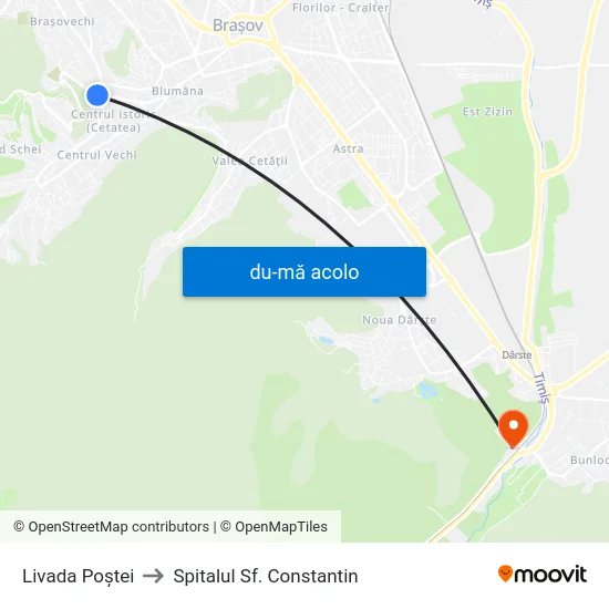 Harta de Livada Poștei către Spitalul Sf. Constantin