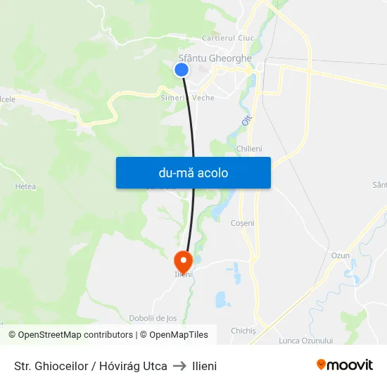 Harta de Str. Ghioceilor / Hóvirág Utca către Ilieni