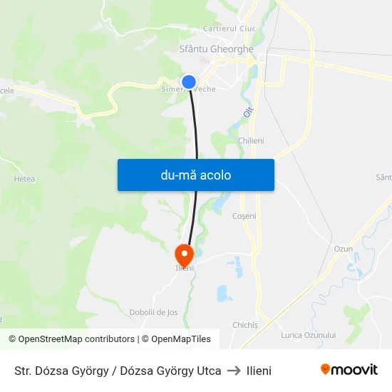 Harta de Str. Dózsa György / Dózsa György Utca către Ilieni