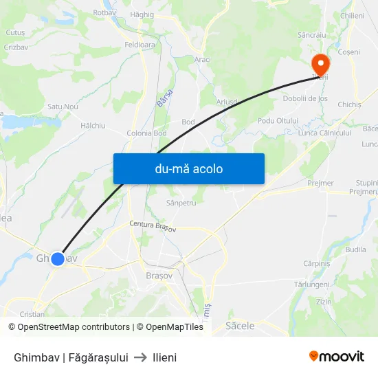 Harta de Ghimbav | Făgărașului către Ilieni