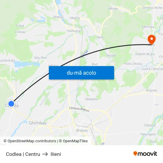 Harta de Codlea | Centru către Ilieni