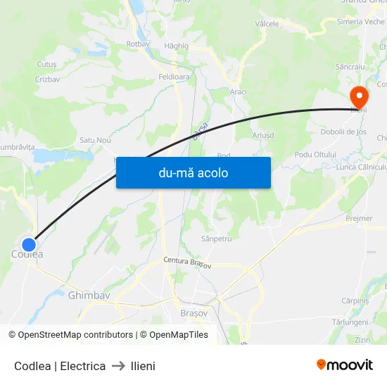 Harta de Codlea | Electrica către Ilieni