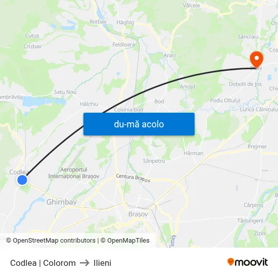 Harta de Codlea | Colorom către Ilieni