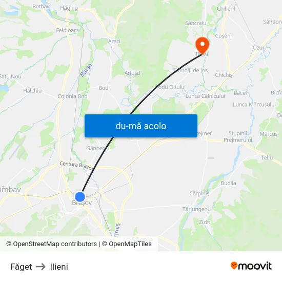 Harta de Făget către Ilieni