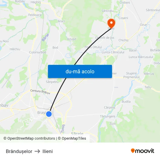 Harta de Brândușelor către Ilieni