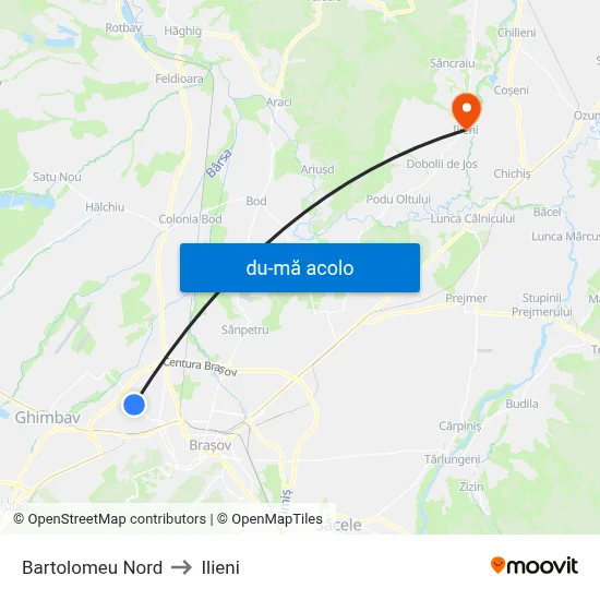 Harta de Bartolomeu Nord către Ilieni