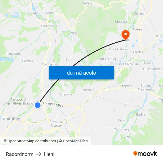 Harta de Racordnorm către Ilieni