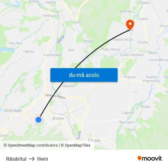 Harta de Răsăritul către Ilieni