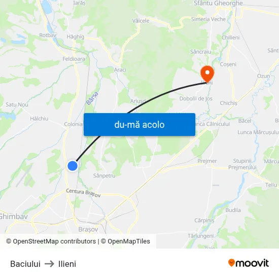 Harta de Baciului către Ilieni