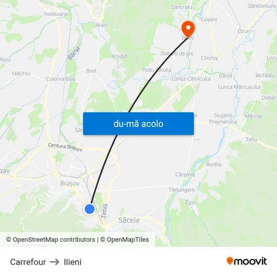 Harta de Carrefour către Ilieni