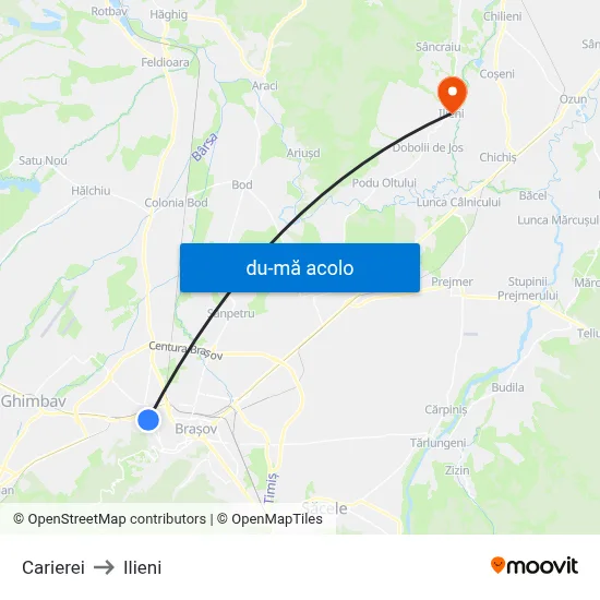 Harta de Carierei către Ilieni