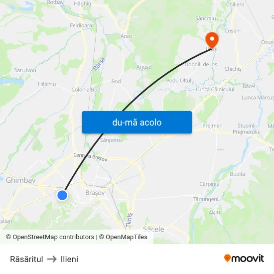 Harta de Răsăritul către Ilieni