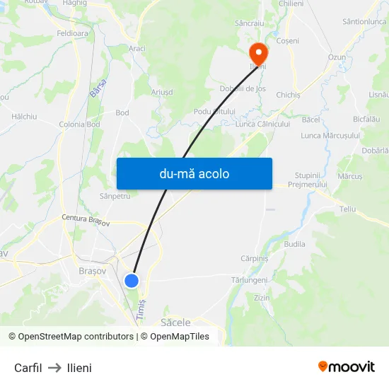 Harta de Carfil către Ilieni