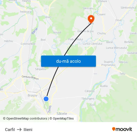 Harta de Carfil către Ilieni