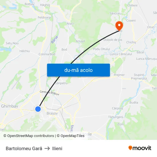 Harta de Bartolomeu Gară către Ilieni