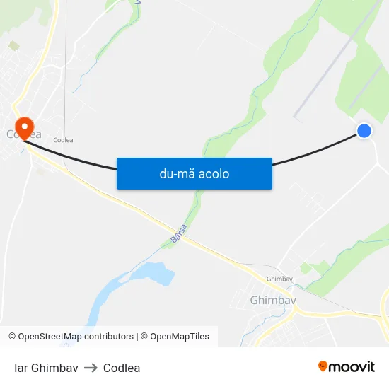 Harta de Iar Ghimbav către Codlea