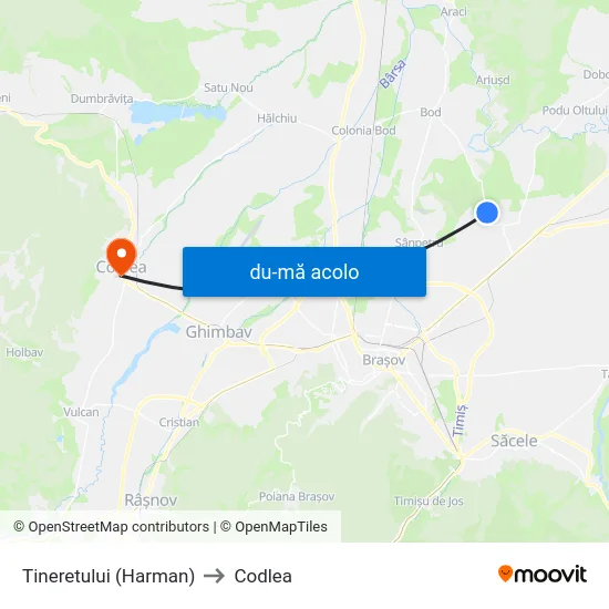 Harta de Tineretului (Harman) către Codlea