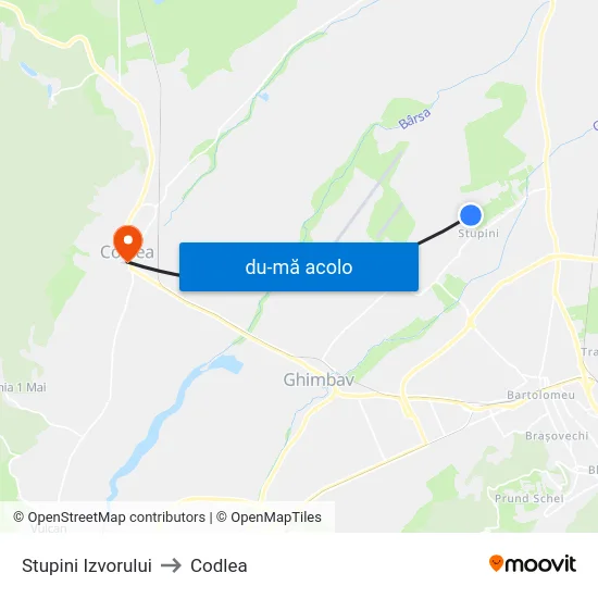 Harta de Stupini Izvorului către Codlea