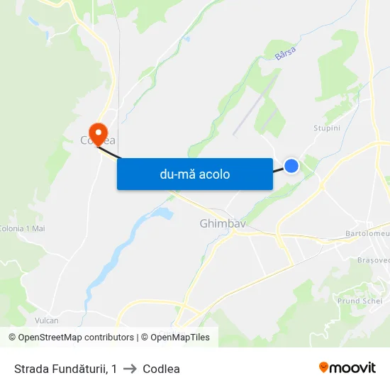Harta de Strada Fundăturii, 1 către Codlea
