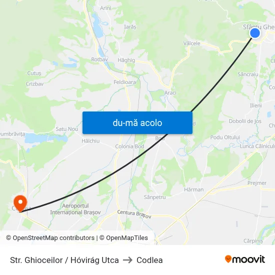 Harta de Str. Ghioceilor / Hóvirág Utca către Codlea