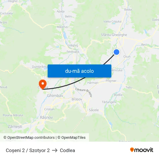 Harta de Coșeni 2 / Szotyor 2 către Codlea