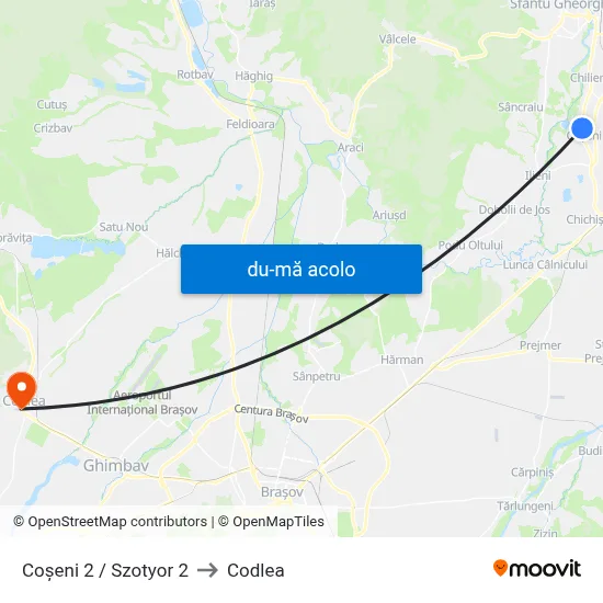 Harta de Coșeni 2 / Szotyor 2 către Codlea