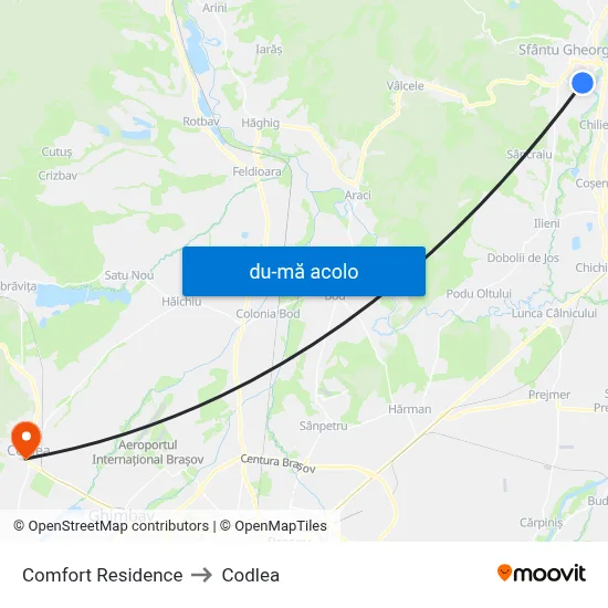 Harta de Comfort  Residence către Codlea