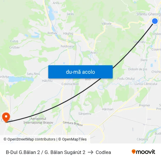 Harta de B-Dul G.Bălan 2 / G. Bălan Sugárút 2 către Codlea
