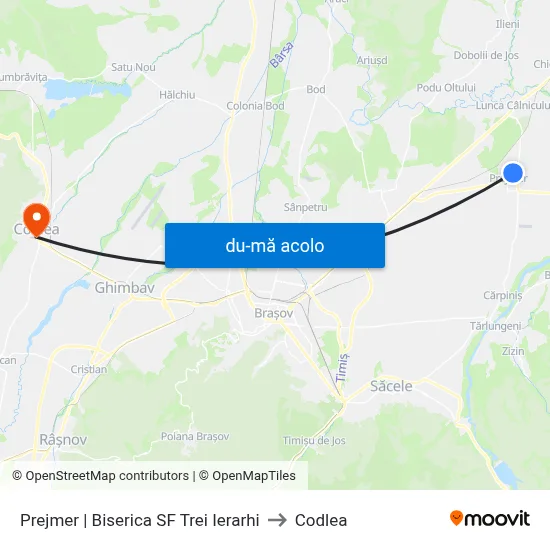 Harta de Prejmer | Biserica SF Trei Ierarhi către Codlea