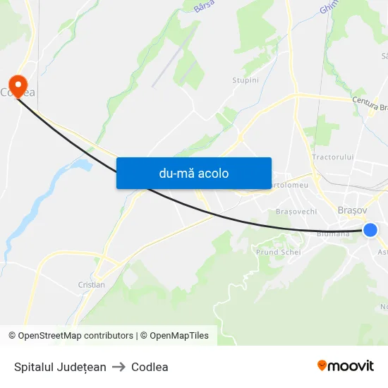 Harta de Spitalul Județean către Codlea