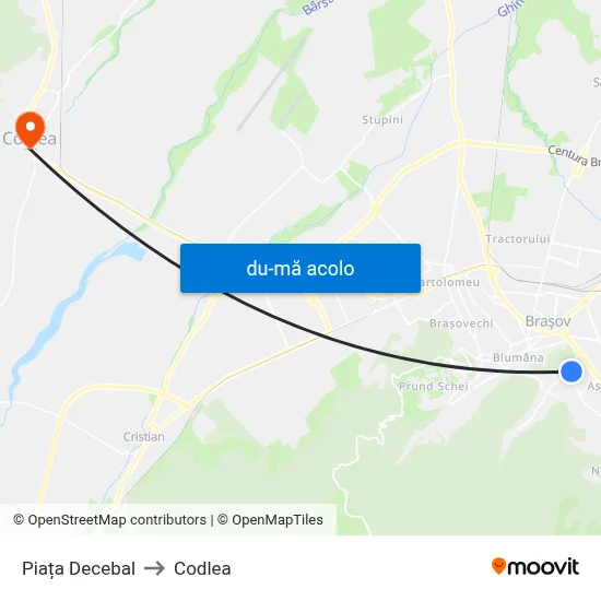 Harta de Piața Decebal către Codlea